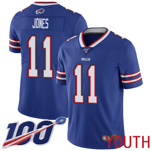 Youth Buffalo Bills #11 Zay Jones Royal Blue Team Color Vapor Untouchable Limited Player 100th Season NFL Jersey